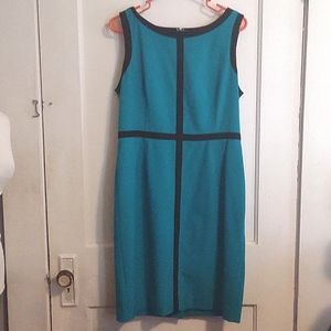 Blue Dress With Black Edging Calvin Klein Career Dress Elegant Size 12